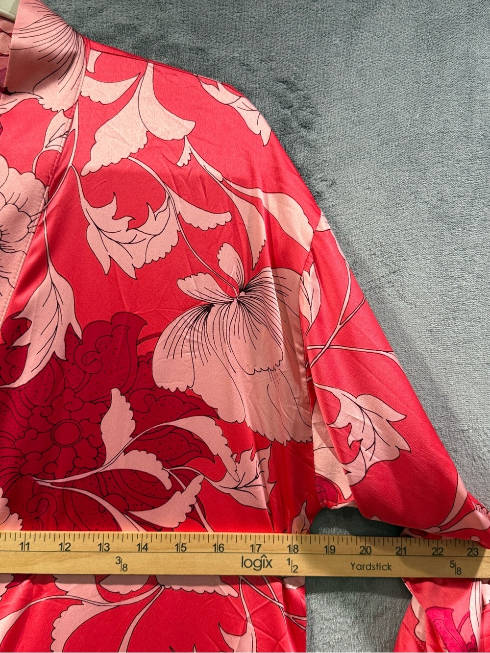 Natori Satin Robe Kimono With Pockets Size M Vibrant Floral Print Elegant Boho - Picture 2 of 9